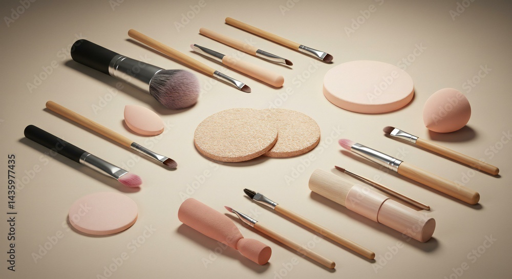 A premium collection of makeup tools captured in studio lighting, highlighting textures, precision, and elegance—perfect for cosmetic ads, branding, and high-end product photography. A premium collection of makeup tools captured in studio lighting, highlighting textures, precision, and elegance—perfect for cosmetic ads, branding, and high-end product photography.