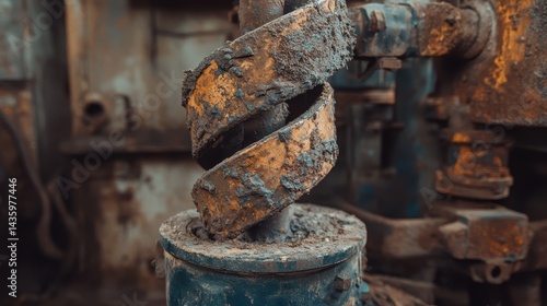 Obraz na płótnie Close-up of a rusty, dirty, heavy industrial machine screw. Use for engineering, manufacturing, or a metaphor for hard work. w salonie