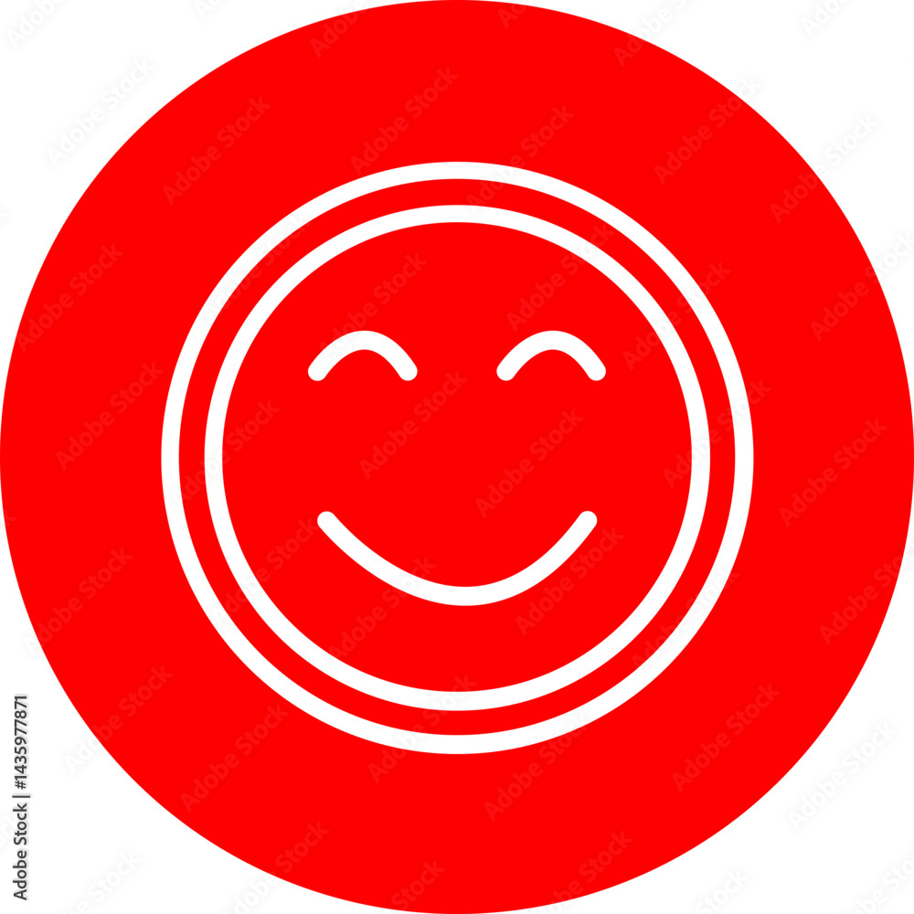 Cheerful Glow Vector Line White Circle Red Icon Design Cheerful Glow Vector Line White Circle Red Icon Design
