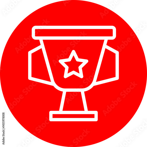 Vibrant Triumph Vector Line White Circle Red Icon Design