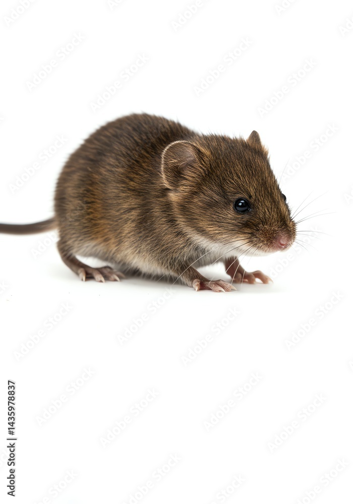 Small Brown Mouse Standing on White Background Close Up Small Brown Mouse Standing on White Background Close Up