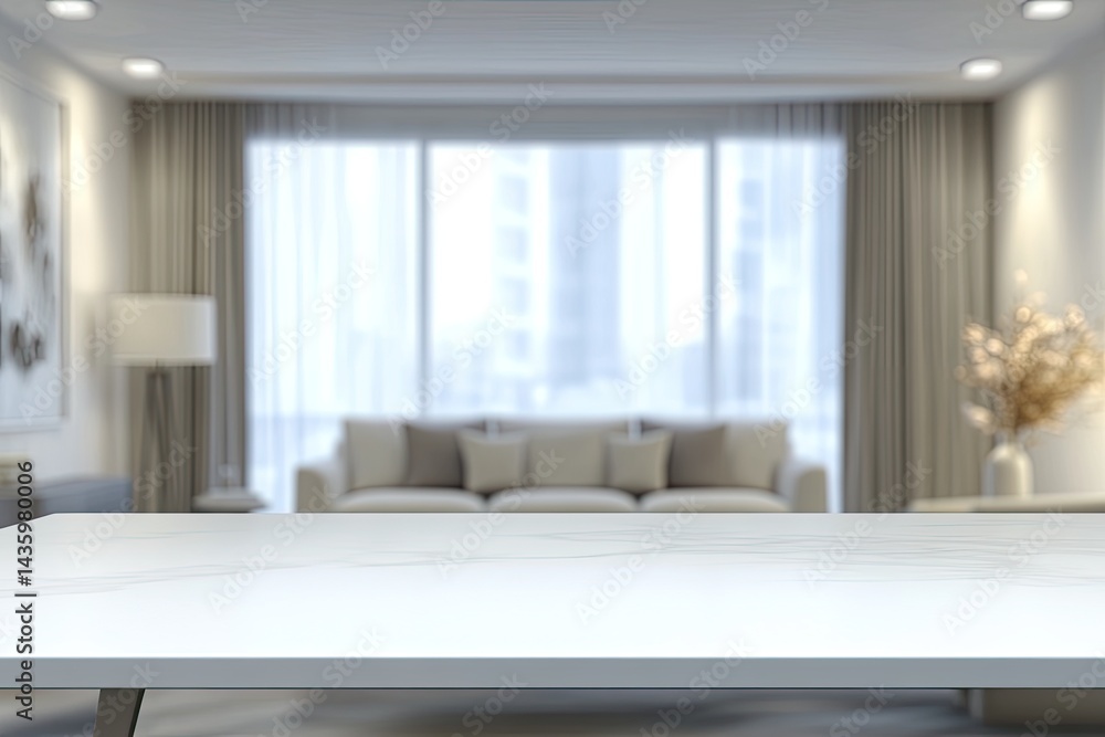 Fototapeta premium Modern home interior, white marble table