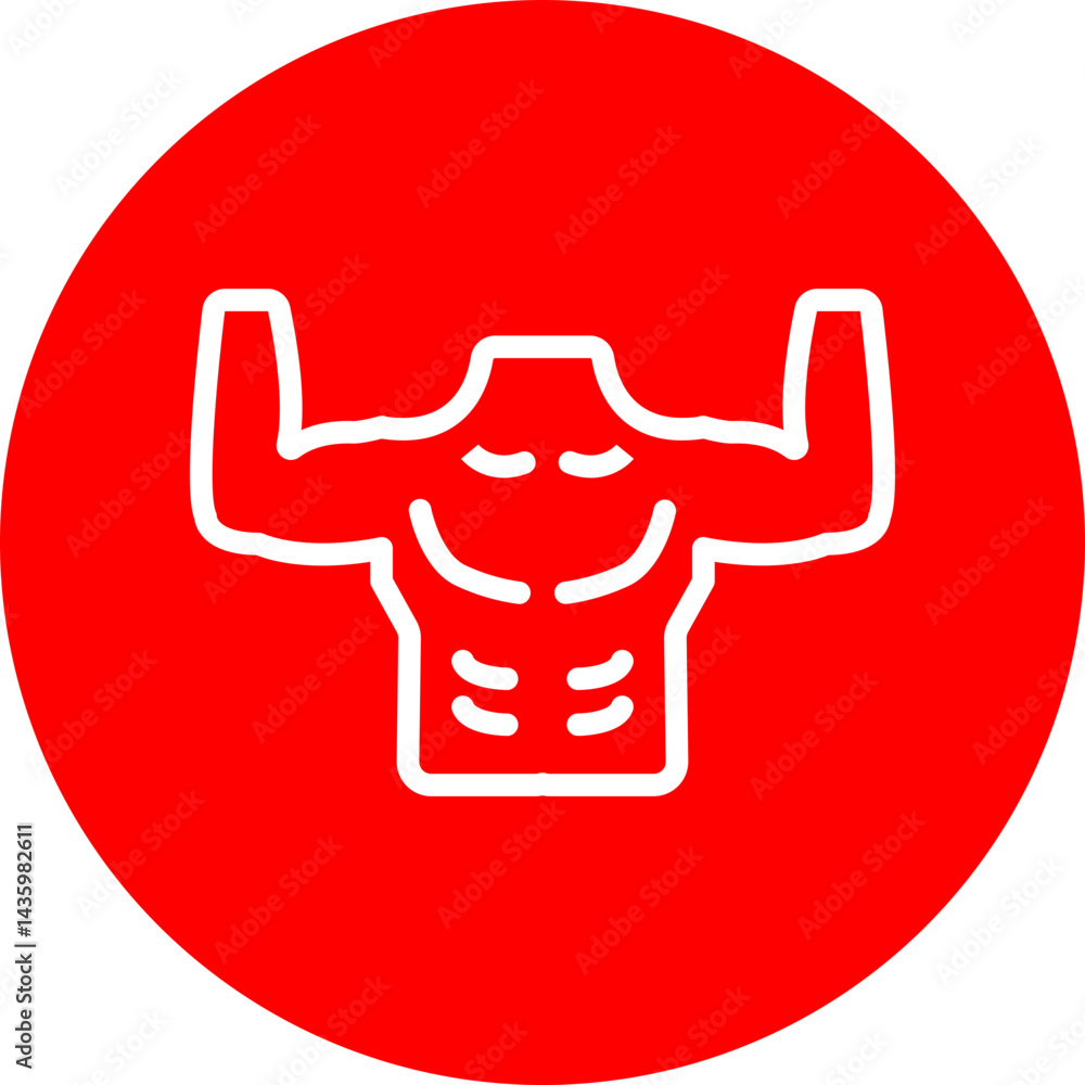 Obraz premium Upper Body Vector Line White Circle Red Icon Design