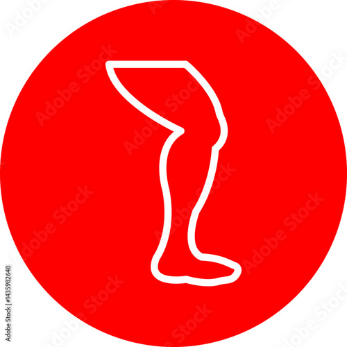 Knees Vector Line White Circle Red Icon Design
