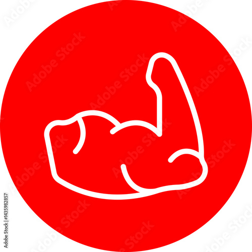 Forearms Vector Line White Circle Red Icon Design