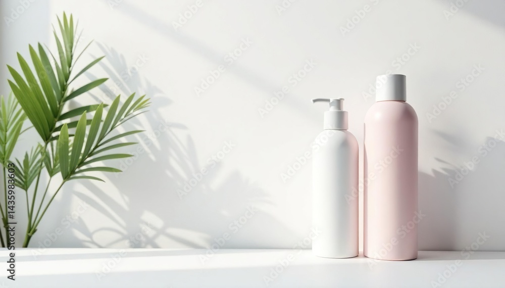 Clean, minimalist white backdrop for cosmetic display, promotion, cosmetic, presentation Clean, minimalist white backdrop for cosmetic display, promotion, cosmetic, presentation