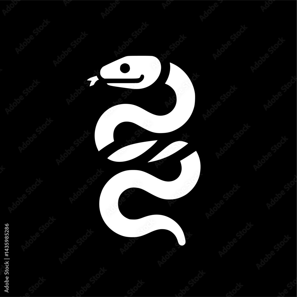 Fototapeta premium Minimalist Snake Logo Design in Black and White