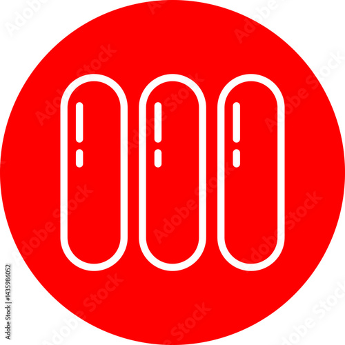 Popsicle Sticks Vector Line White Circle Red