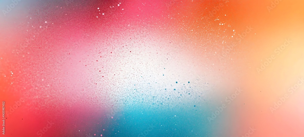 Fototapeta premium Vibrant Abstract Turquoise, Red, and Orange Spray Paint Style with Particle Effects