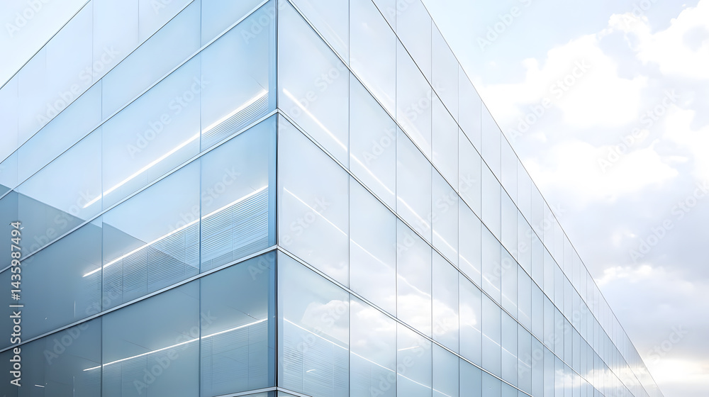 Modern glass building with reflections in the sky urban environment architectural photography contemporary design perspective Modern glass building with reflections in the sky urban environment architectural photography contemporary design perspective