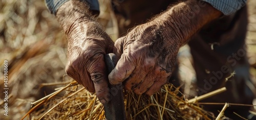 Hands grasp the earth weathered and worn