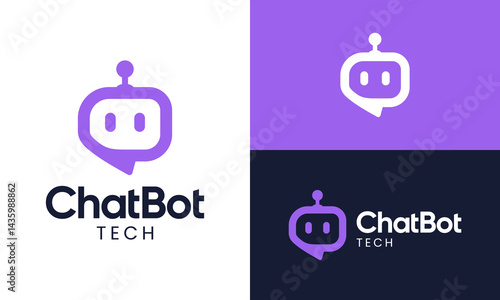 Chatbot logo design. abstract bot with chat bubble logo vector icon