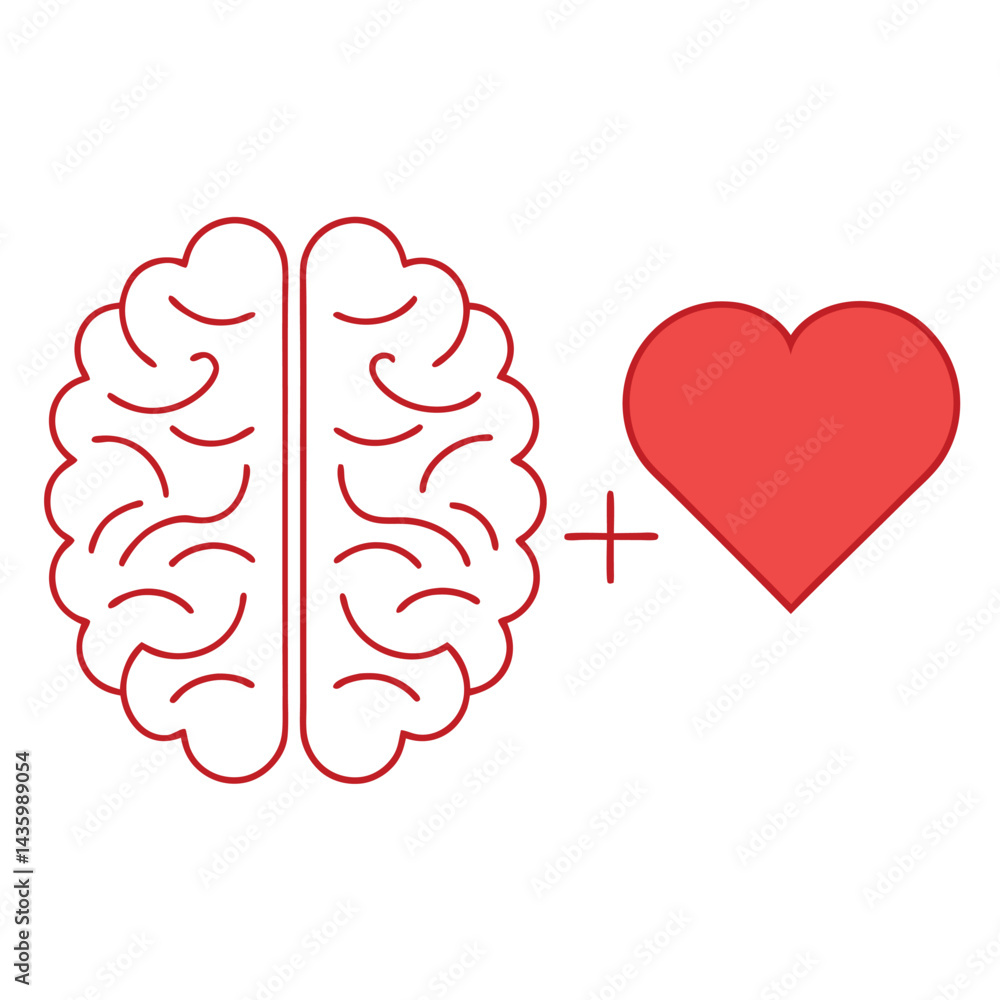 Mind and Heart Alignment in Bold Minimal Silhouette Illustration Mind and Heart Alignment in Bold Minimal Silhouette Illustration