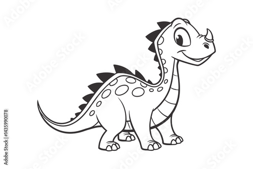 A smiling triceratops facing forward, isolated on white background, suitable for flashcards and worksheets,