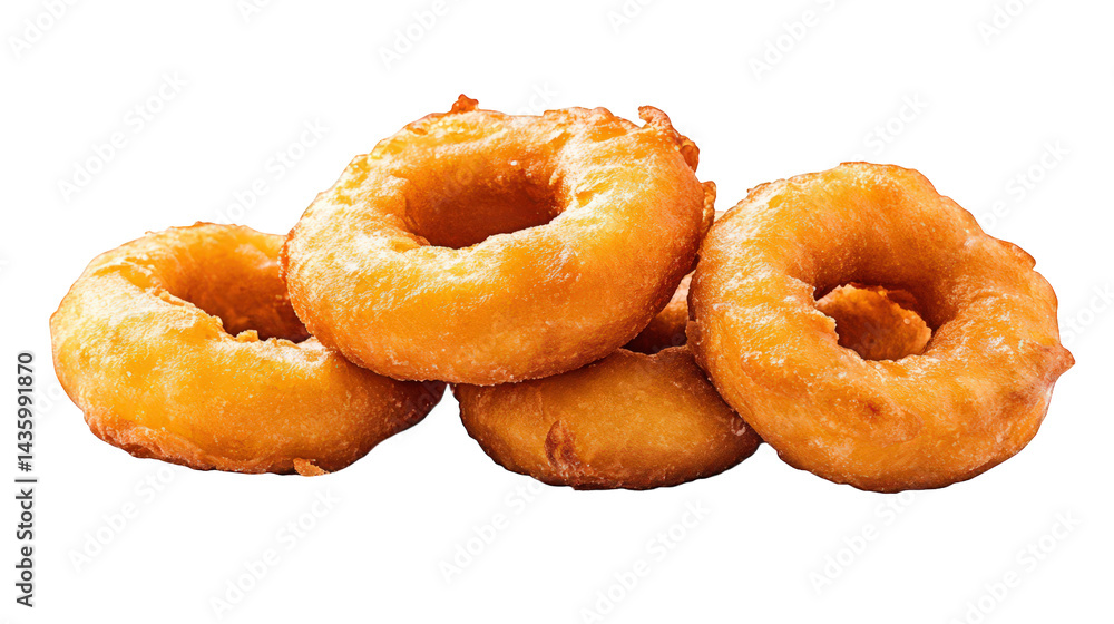 stack of four golden-brown donuts arranged closely together. showcasing their round shape and fried texture the donuts appear freshly made. with a shiny surface indicating a light glaze they are set a stack of four golden-brown donuts arranged closely together. showcasing their round shape and fried texture the donuts appear freshly made. with a shiny surface indicating a light glaze they are set a