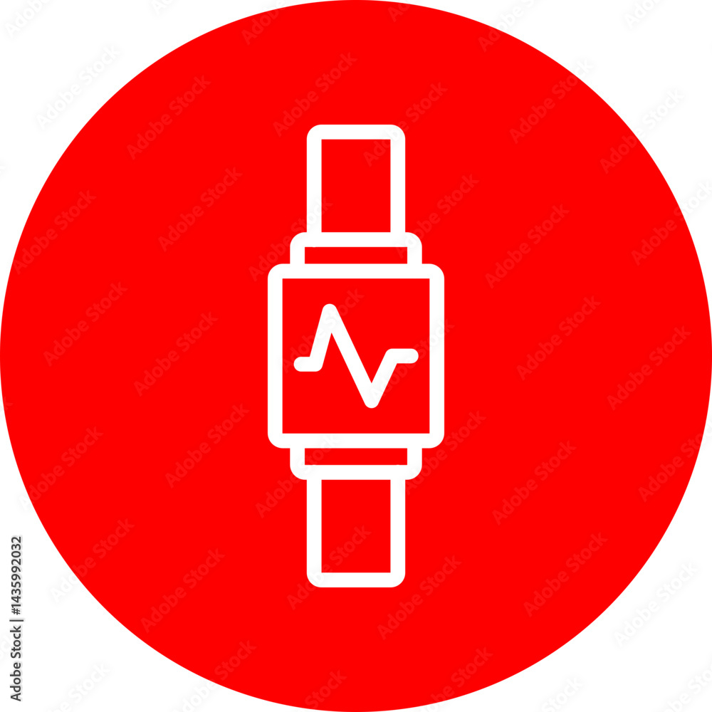 Fitness Tracker Vector Line White Circle Red Fitness Tracker Vector Line White Circle Red