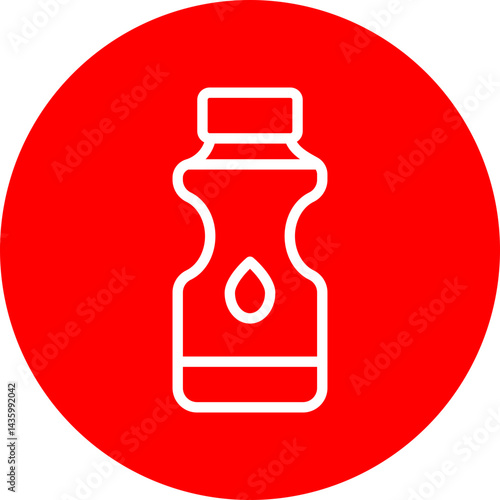 Sports Water Bottle Vector Line White Circle Red
