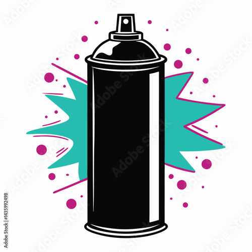 Black and White Spray Paint Can with Urban Splat Silhouette