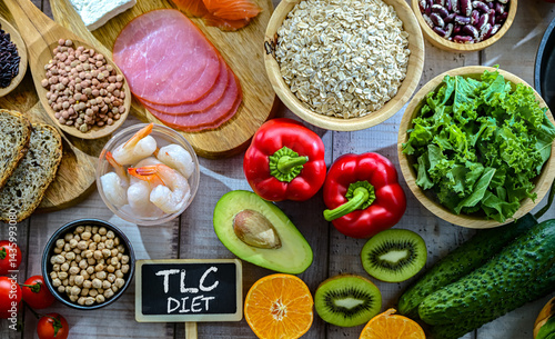 Foods representing TLC diet. photo