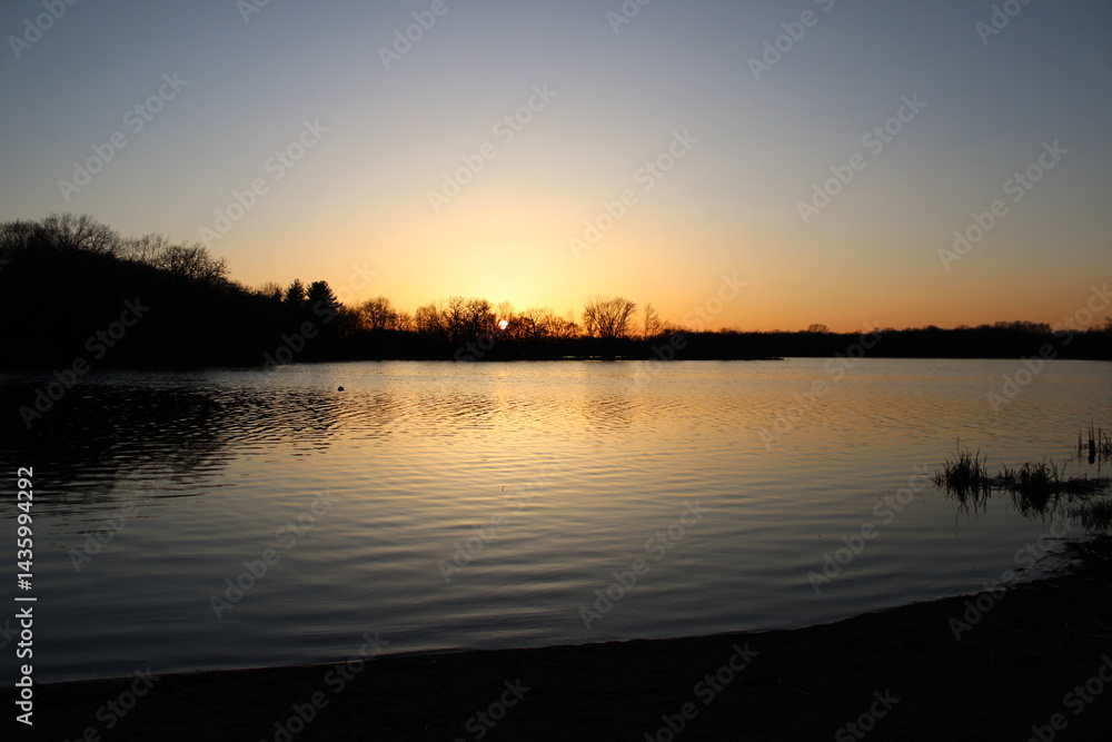 sunset over lake sunset over lake