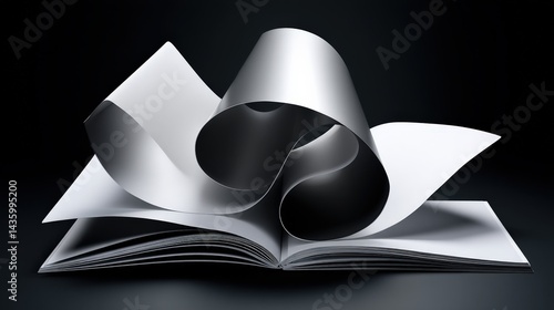 Obraz na płótnie Abstract Composition of Open Book with Flowing Paper Element w salonie