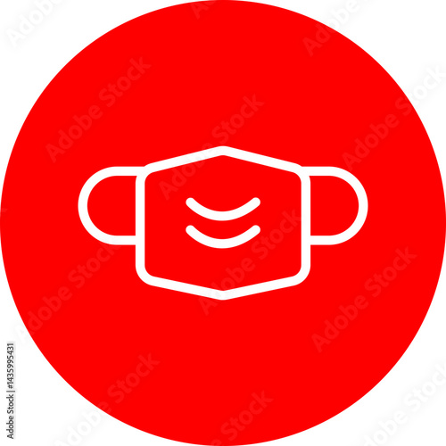 Face Mask Vector Line White Circle Red