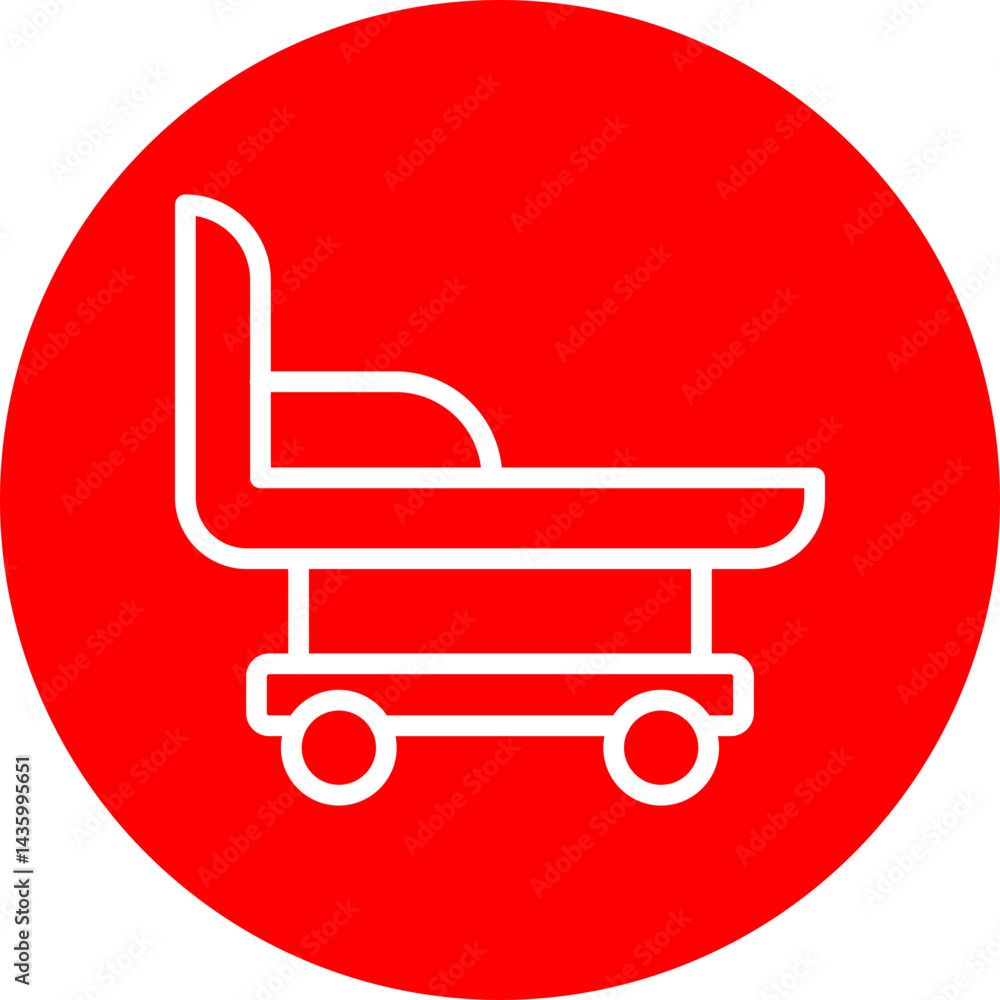 Hospital Bed Vector Line White Circle Red Hospital Bed Vector Line White Circle Red