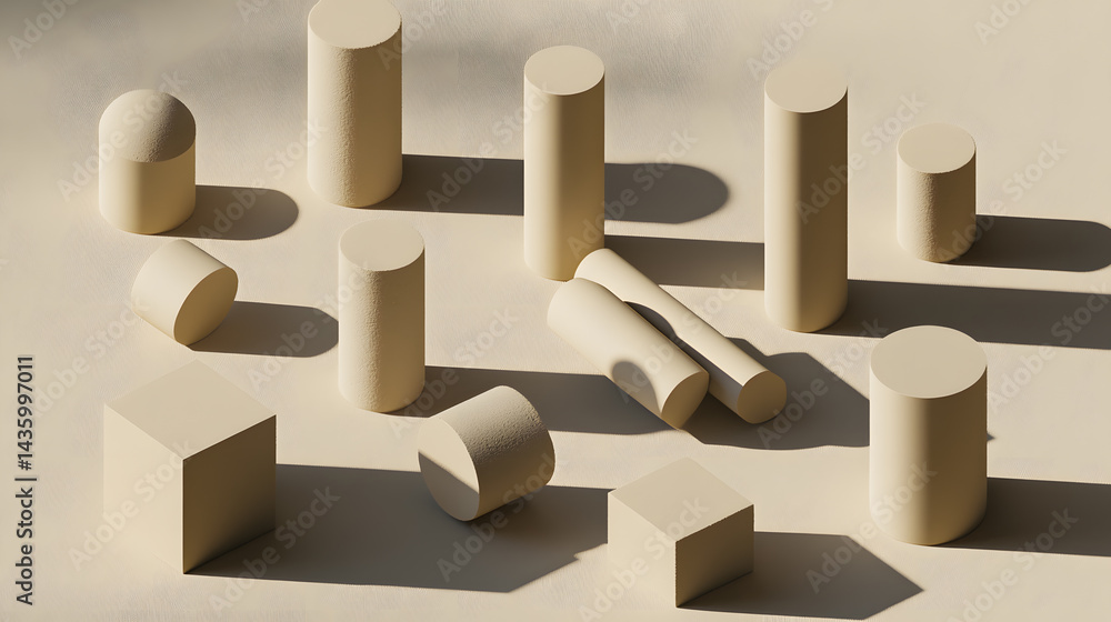 Sunlit Beige Geometric Shapes Minimalist Product Display Background