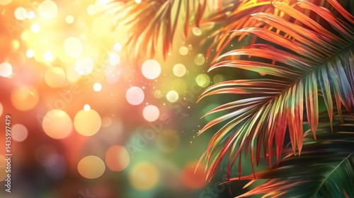 Wallpaper Mural Vibrant Palm Leaves in Warm Golden Hour Light Torontodigital.ca