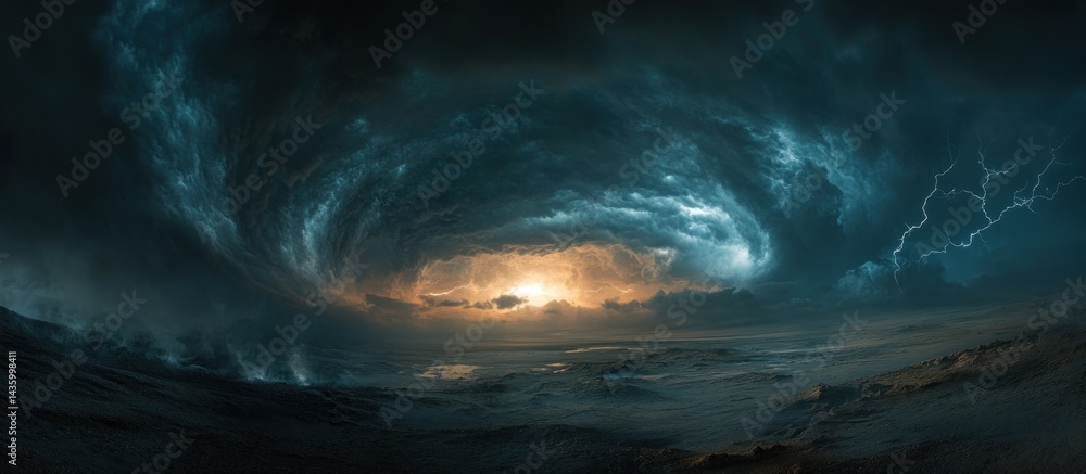 Naklejka premium Epic Stormy Sky Over Landscape