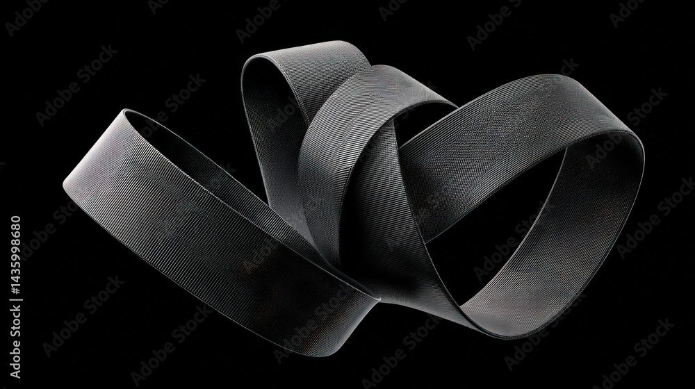 Abstract View of Black Rubber Bands Intertwined on Dark Background