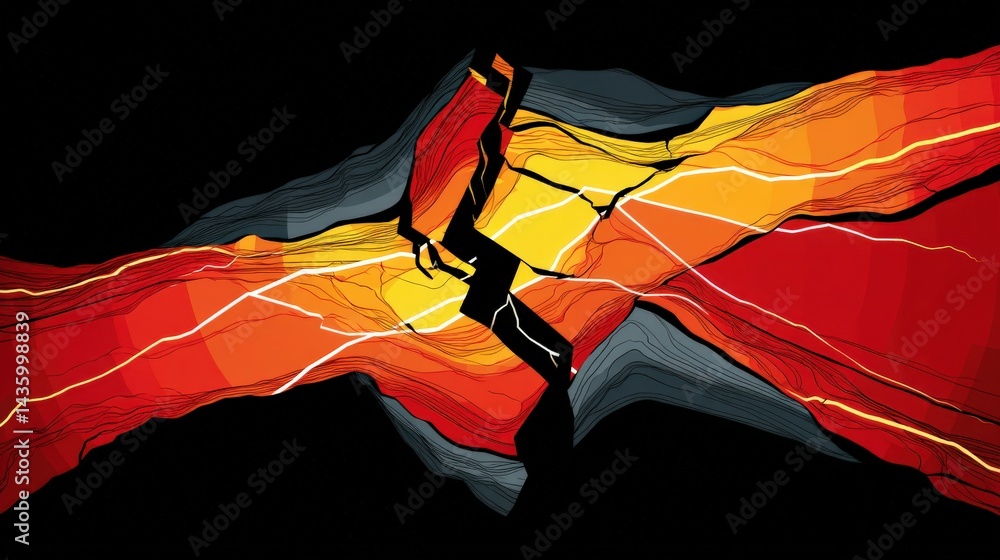 Abstract Volcano Eruption with Fiery Colors and Dynamic Patterns