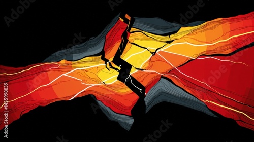 Obraz na płótnie Abstract Volcano Eruption with Fiery Colors and Dynamic Patterns w salonie