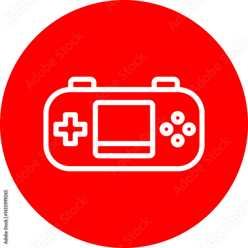 Gaming Console Vector Line White Circle Red