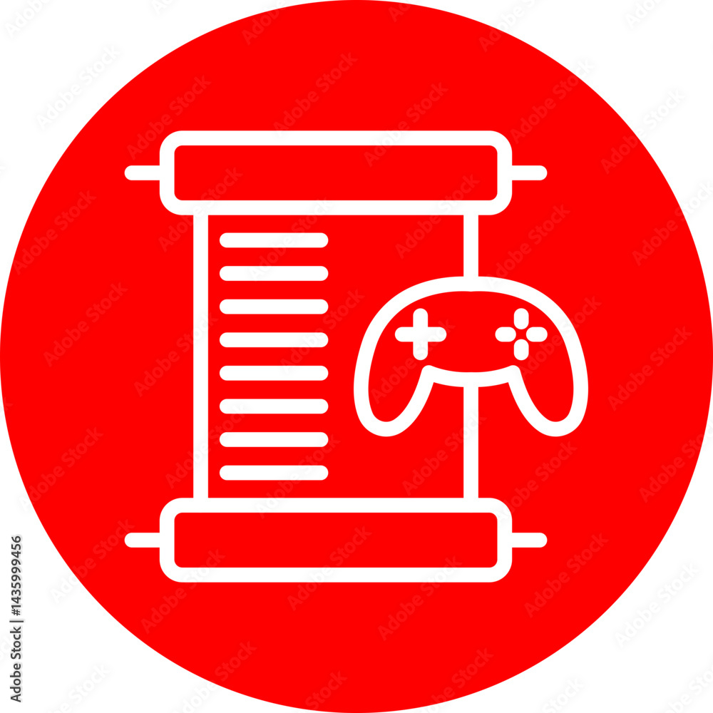 Quest Scroll Vector Line White Circle Red Quest Scroll Vector Line White Circle Red