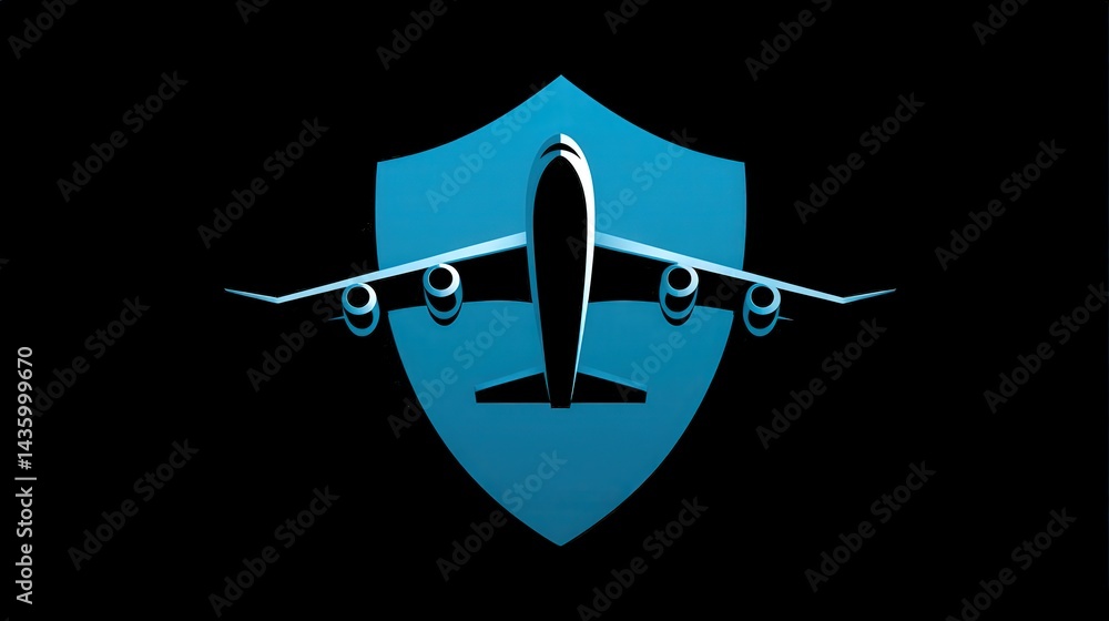 Airplane Shield Logo Symbolizing Aviation Safety and Protection