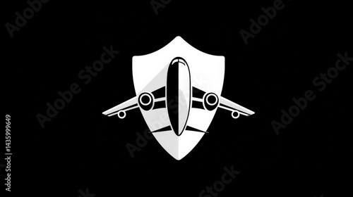 Obraz na płótnie Airplane Symbol with Shield Design for Protection Concept w salonie