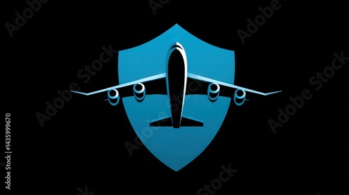 Obraz na płótnie Airplane Shield Logo Symbolizing Aviation Safety and Protection w salonie
