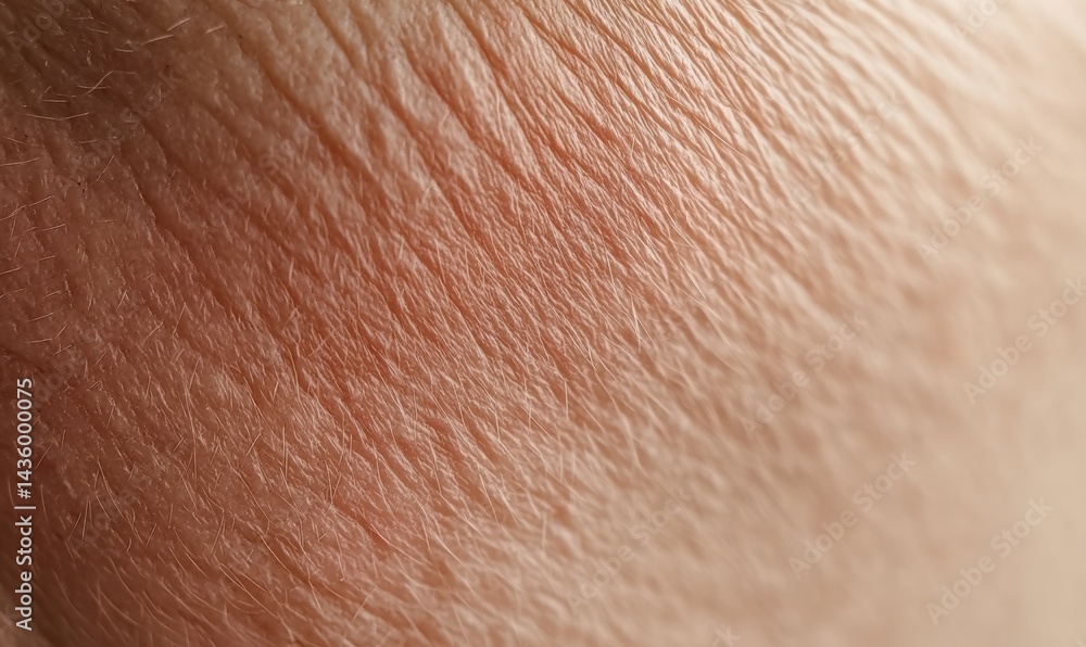 Fototapeta premium Close-up view of human skin texture revealing fine lines and natural tones under soft light