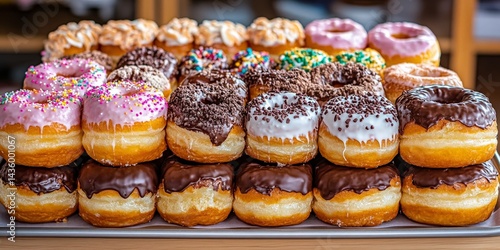 Wallpaper Mural Sweet and Colorful Donuts with Chocolate, Icing, and Sprinkles, Tempting Dessert Display Torontodigital.ca