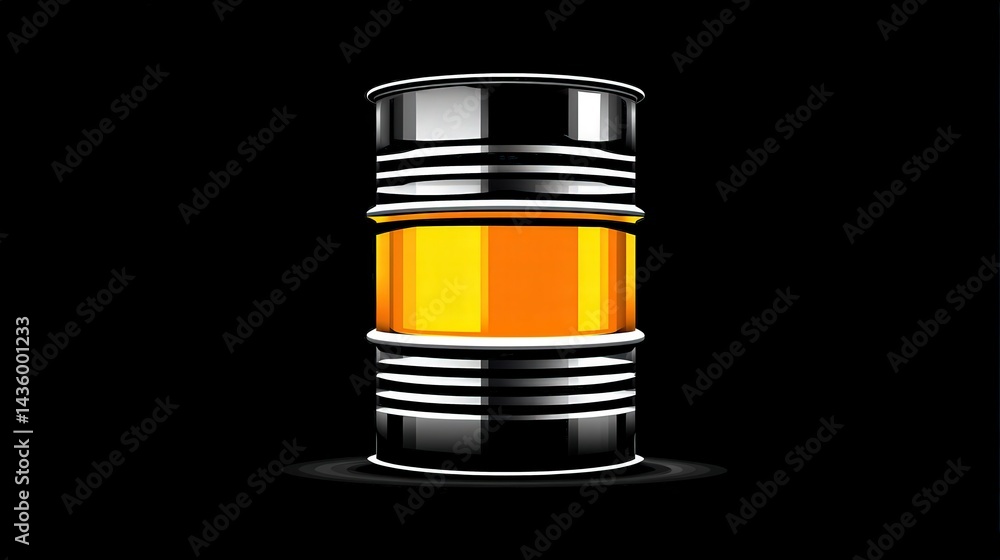 Black and Orange Industrial Barrel Against Black Background