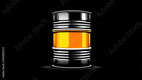 Obraz na płótnie Black and Orange Industrial Barrel Against Black Background w salonie