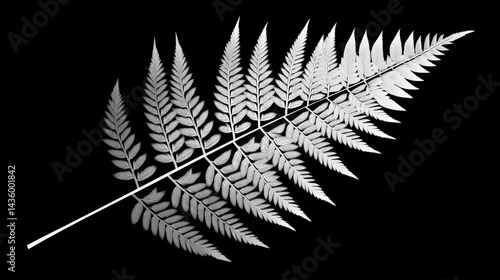 Obraz na płótnie Black and White Fern Leaf on Dark Background for Nature Photography w salonie
