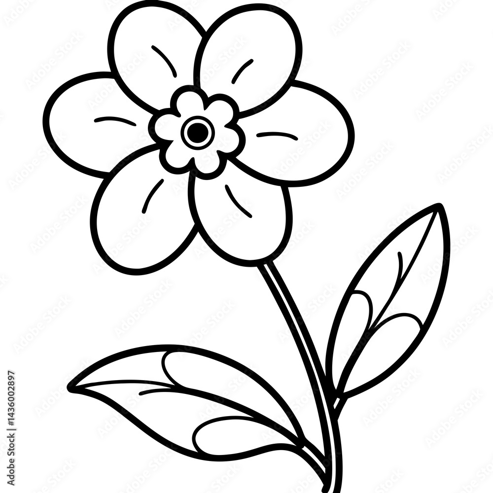 Obraz premium Minimal Forget-Me-Not Vector on White
