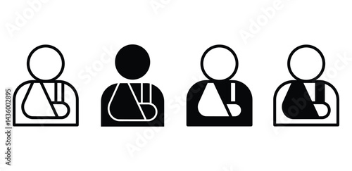 Injured Person Icons Black and White Color Vector Design Illustration
