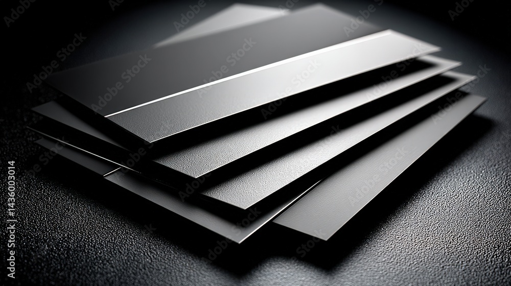 Black Business Cards Stack on Dark Surface with Textured Background