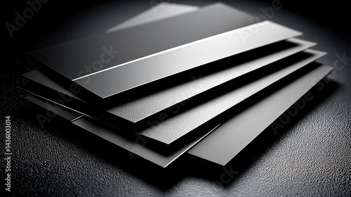 Obraz na płótnie Black Business Cards Stack on Dark Surface with Textured Background w salonie