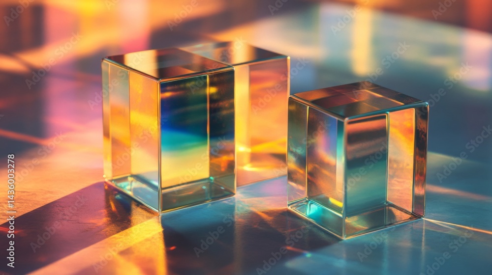 Colorful Glass Cubes with Light Reflections Colorful Glass Cubes with Light Reflections