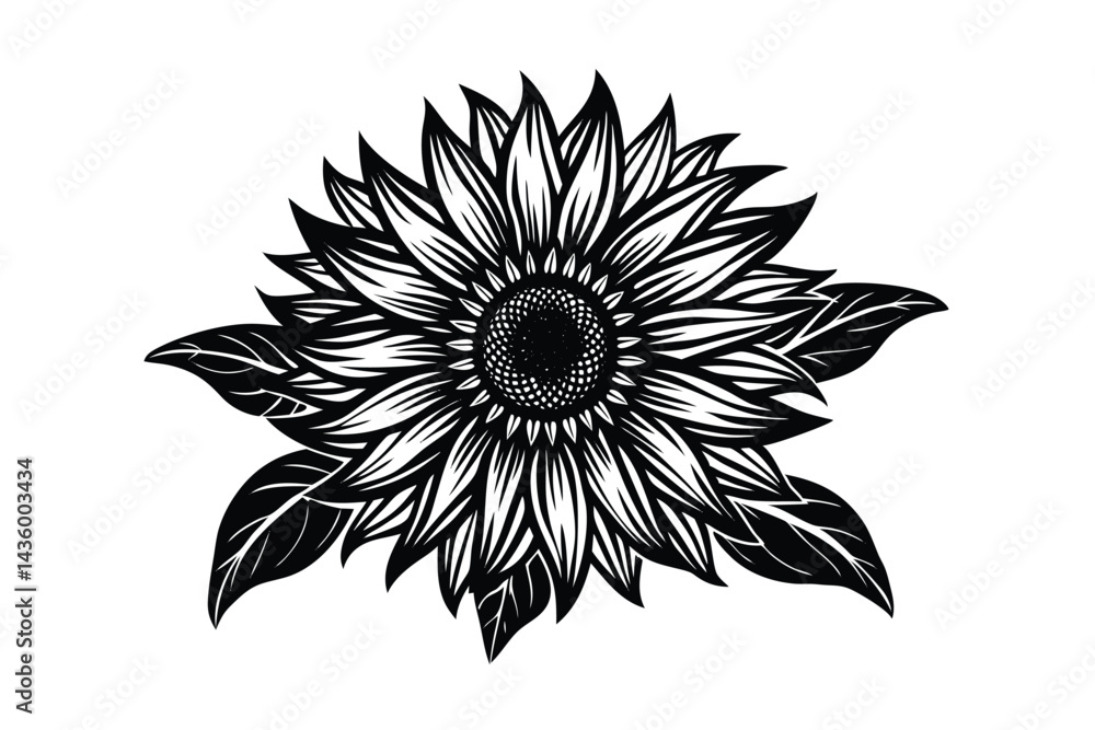 Fototapeta premium Sunflower Victorian vector illustration
