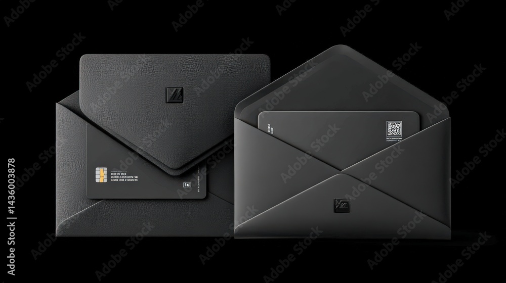 Black Envelopes with Blank Cards for Elegant Business Presentation